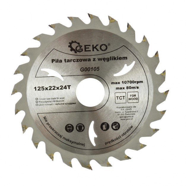 Geko TCT körfűrészlap fához 125 x 22 x 24T