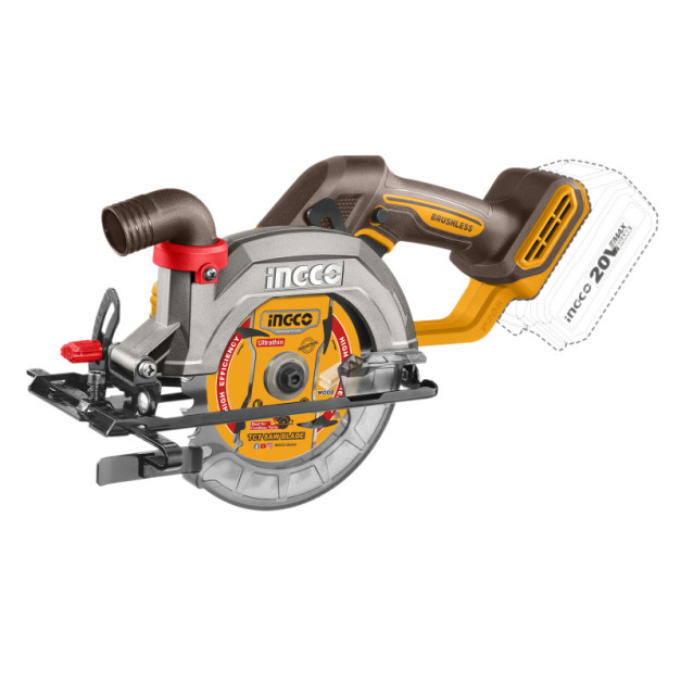 INGCO Akkus körfűrész 140 mm szénkefe nélküli 20 V (akku és töltő nélkül)
