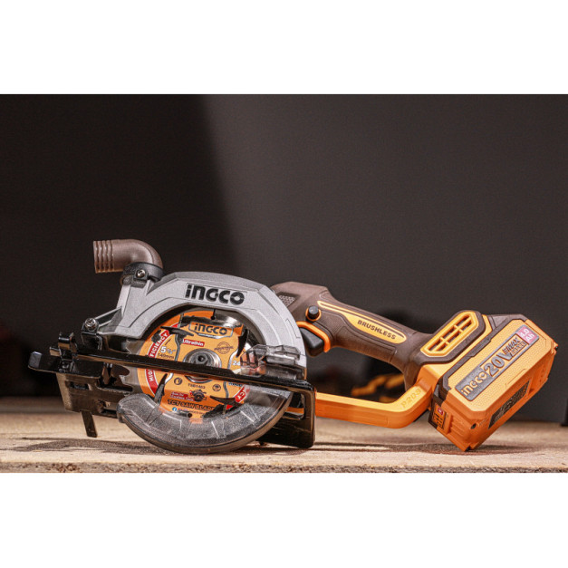 INGCO Akkus körfűrész 140 mm szénkefe nélküli 20 V (akku és töltő nélkül)