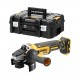 DEWALT Akkus sarokcsiszoló 125 mm 18 V szénkefe nélküli (akku + töltő nélkül) + koffer